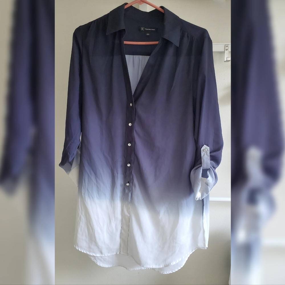 Gradient Sheer Oversize Shirt Dress